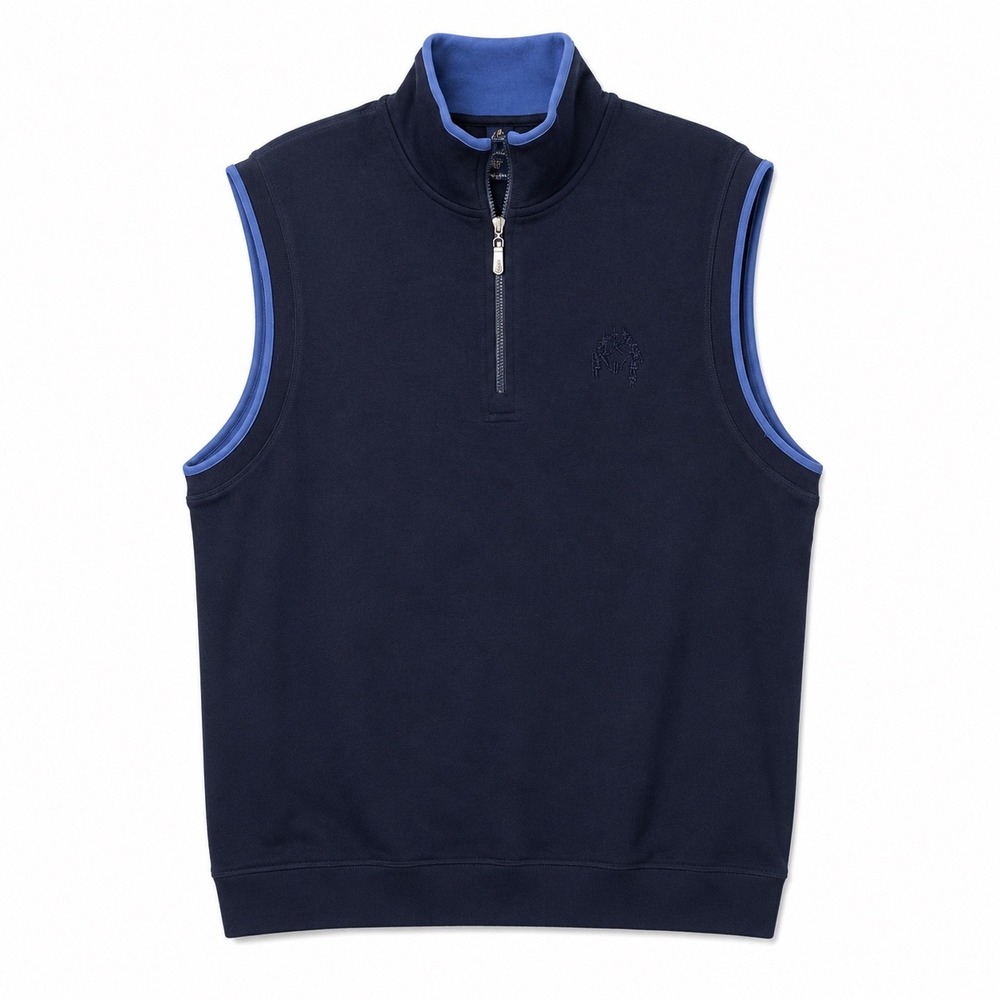 Bobby Jones Pima Cotton Quarter Zip Sweater Vest Mens Large Navy Golf